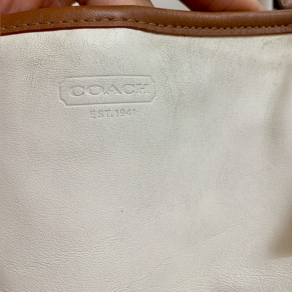 COACH A1376-F23683 Park Cream Blue Saddle Tan Leather Shoulder Tote Bag Charms - Picture 13 of 15